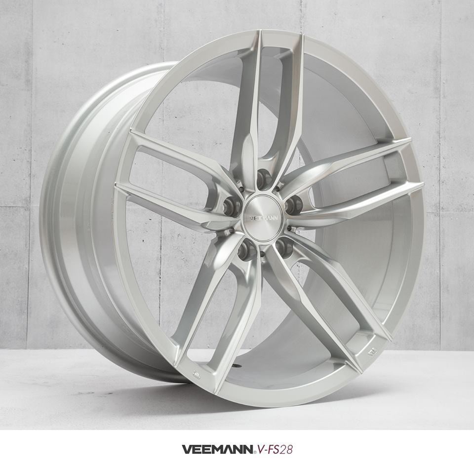 NEW 20  VEEMANN V FS28 ALLOY WHEELS IN SILVER POL WITH DEEPER CONCAVE 10  REARS 5x112